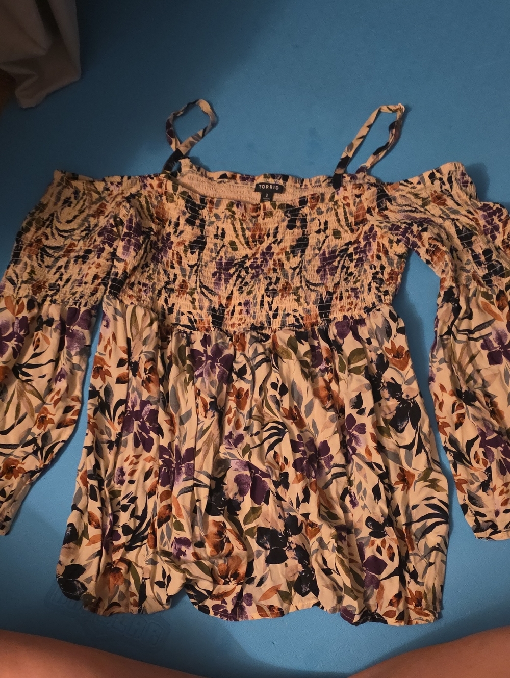 Torrid Cream Floral Off-Shoulder Blouse
